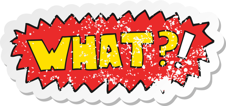 distressed sticker of a cartoon word What png