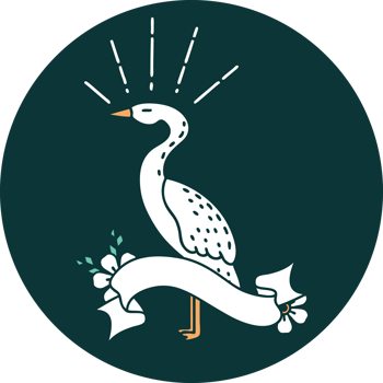 icon of a tattoo style standing stork png