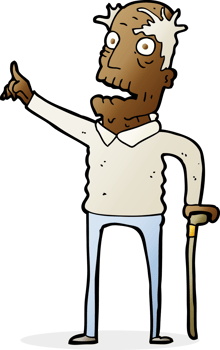 cartoon old man with walking stick png