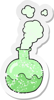 retro distressed sticker of a cartoon chemical reaction png