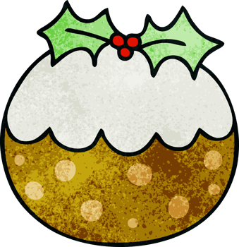 hand drawn quirky cartoon christmas pudding png