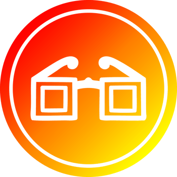 square glasses circular icon with warm gradient finish png