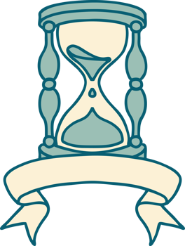 traditional tattoo with banner of an hour glass png