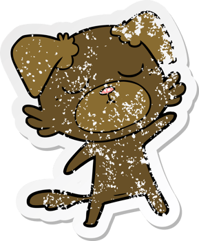 distressed sticker of a cute cartoon dog png