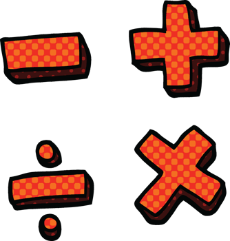 comic book style cartoon math symbols png
