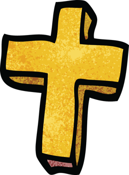cartoon doodle gold cross png