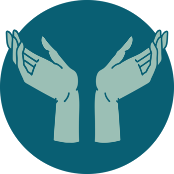 iconic tattoo style image of open hands png