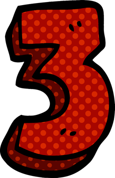 cartoon doodle number three png