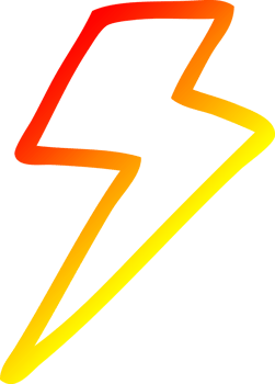 warm gradient line drawing of a cartoon lightning bolt png
