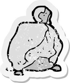 retro distressed sticker of a cartoon rock png