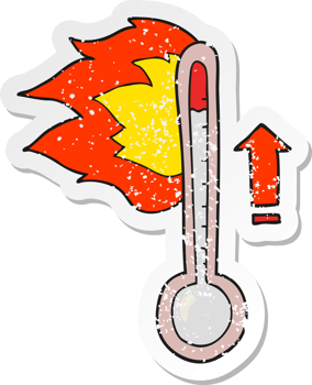 retro distressed sticker of a cartoon rising temperature drawing png