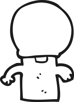hand drawn black and white cartoon little alien png