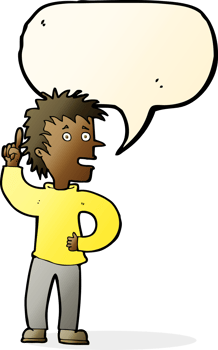 cartoon boy with idea with speech bubble png