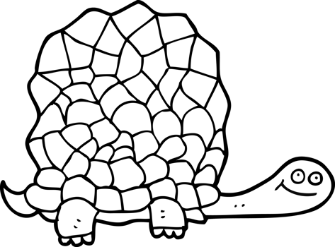 hand drawn black and white cartoon tortoise png