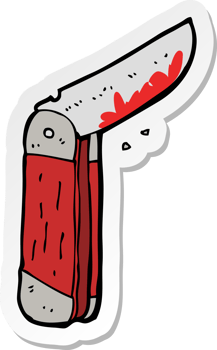 sticker of a cartoon bloody folding knife png