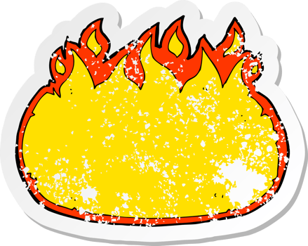 retro distressed sticker of a cartoon fire border drawing png