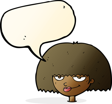 cartoon mean female face with speech bubble png