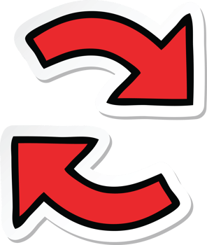 sticker of a cute cartoon directional arrow png