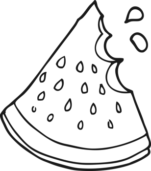 hand drawn black and white cartoon watermelon slice png