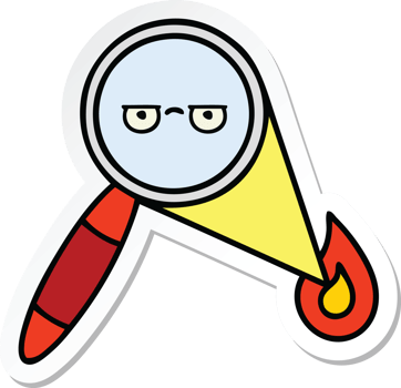 sticker of a cute cartoon magnifying glass png