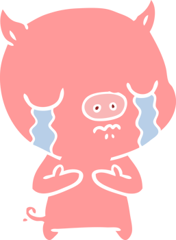 flat color style cartoon pig crying png