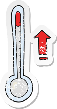 retro distressed sticker of a cartoon rising temperature drawing png