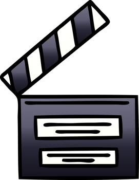 gradient shaded cartoon of a director clapper png