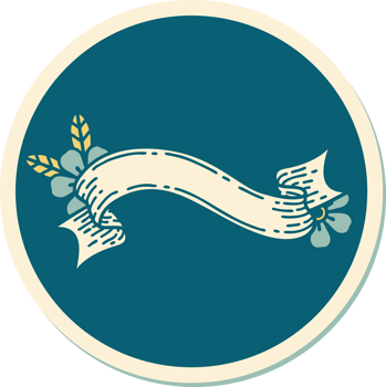 sticker of tattoo in traditional style of a banner and flowers png