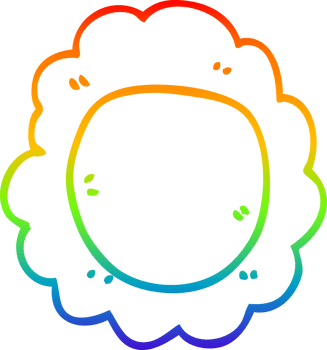 rainbow gradient line drawing of a cartoon flower png