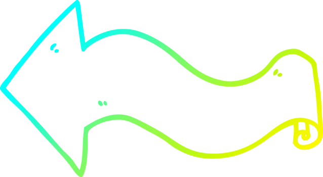 cold gradient line drawing of a cartoon arrow png