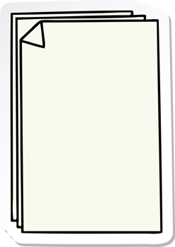 sticker of a quirky hand drawn cartoon paper pile png