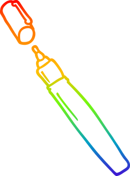 rainbow gradient line drawing of a cartoon permanent marker png