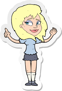sticker of a cartoon woman with idea png