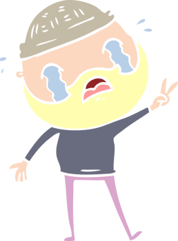 flat color style cartoon bearded man crying png
