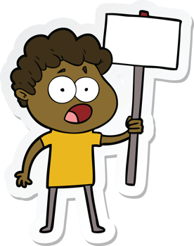 sticker of a cartoon man gasping in surprise png
