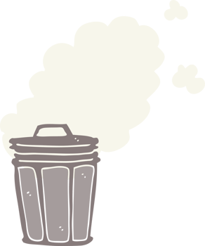 flat color style cartoon stinky garbage can png