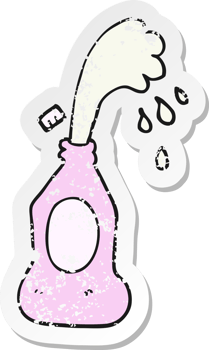 retro distressed sticker of a cartoon squirting lotion bottle png
