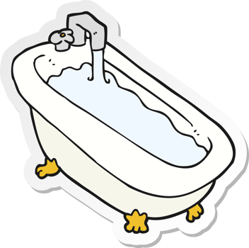 sticker of a cartoon bath full of water png