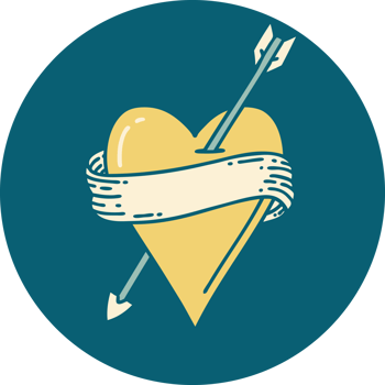 iconic tattoo style image of an arrow heart and banner png