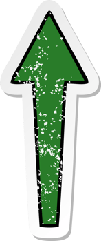 distressed sticker of a quirky hand drawn cartoon arrow png