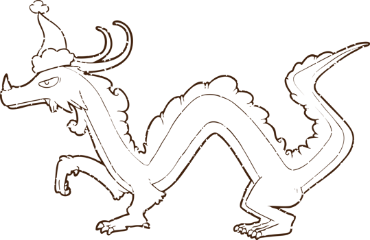 Festive Dragon Charcoal Drawing png