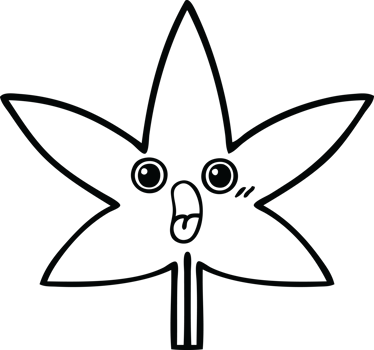 line drawing cartoon of a marijuana leaf png