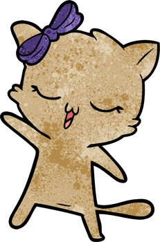 cartoon cat with bow on head png