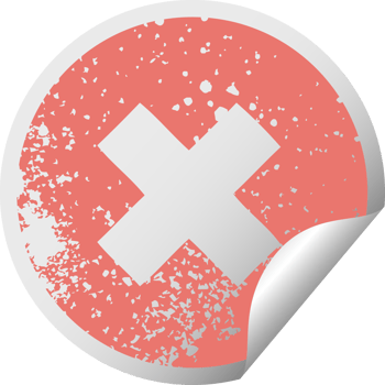 distressed circular peeling sticker symbol of a multiplication symbol png
