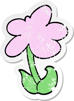 distressed sticker of a cute cartoon flower png