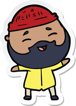 sticker of a cartoon happy bearded man png