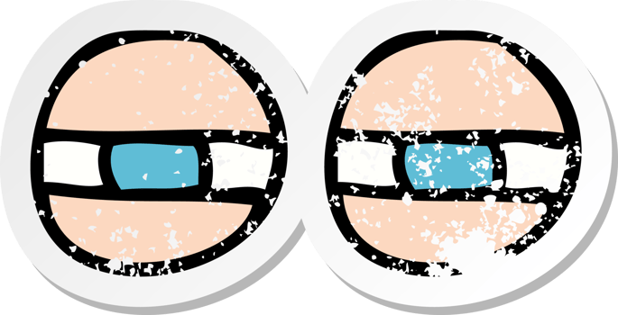 retro distressed sticker of a cartoon eyes drawing png
