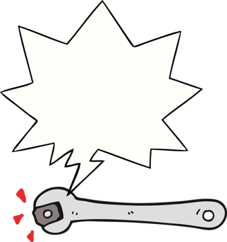 cartoon spanner turning nut with speech bubble png