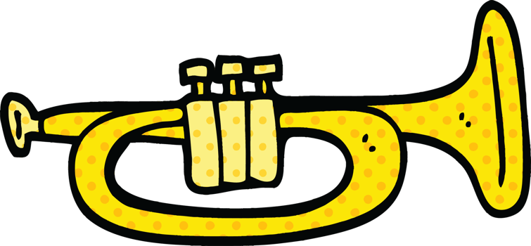 comic book style cartoon trumpet png