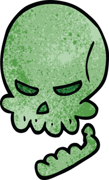 cartoon doodle halloween skull png
